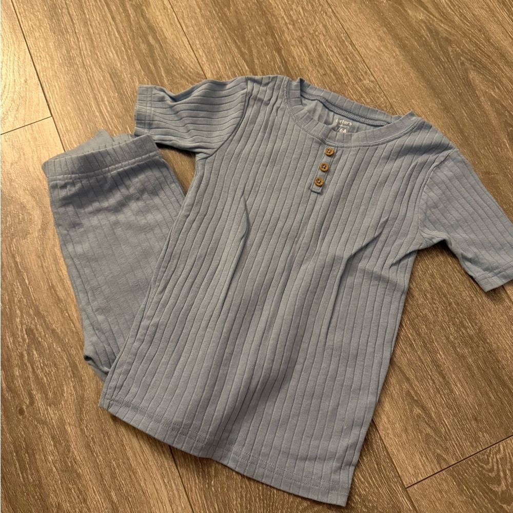 Carter's Blue Ribbed Kids Pajama Set